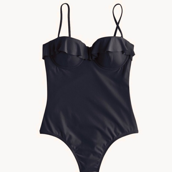 J. Crew Other - JCrew Ruffled Underwire One-Piece Swim G1736 Blk